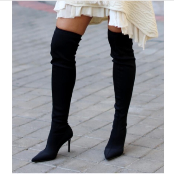 black sock over the knee boots